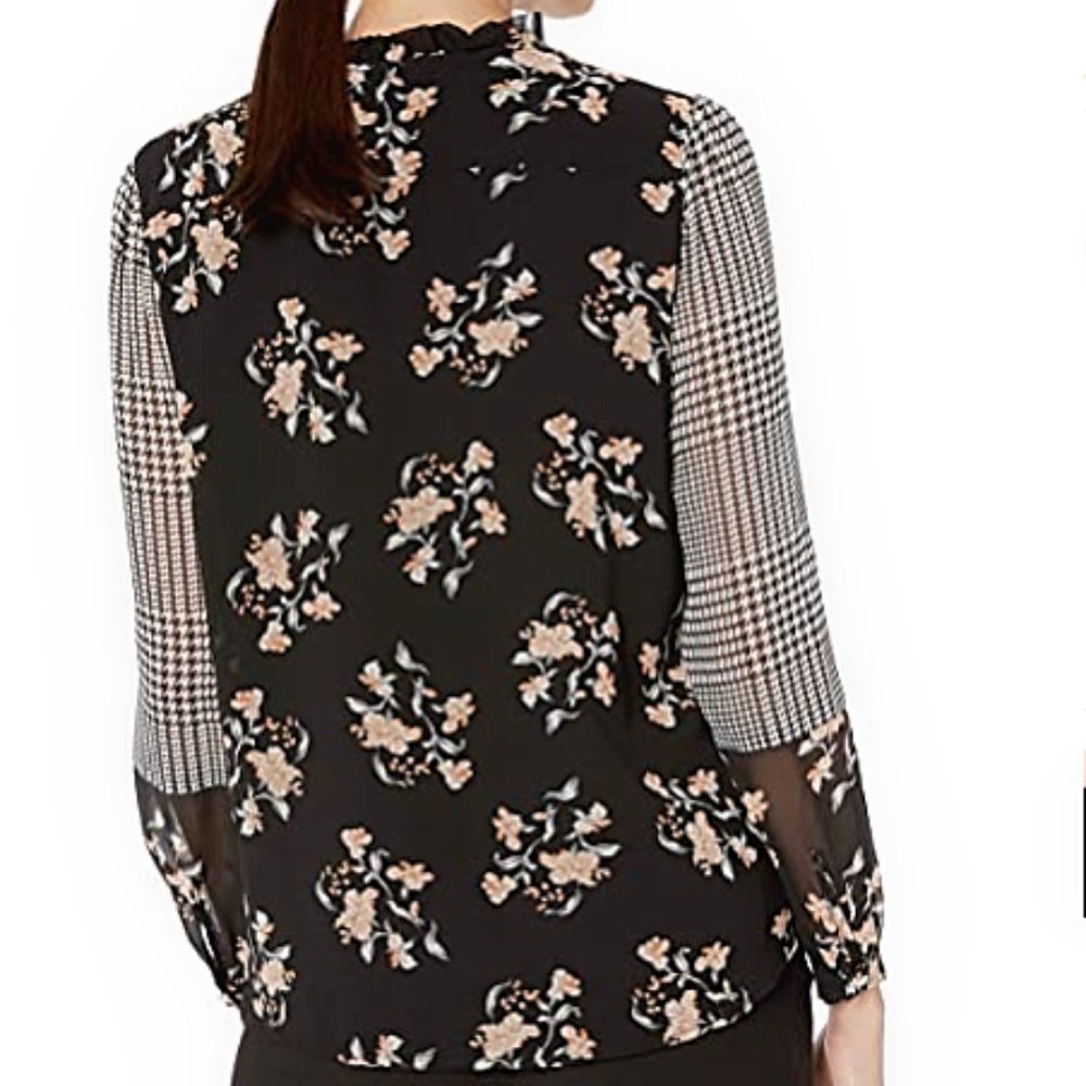 NWT! Calvin Klein Mixed Media Patchwork Blouse Large - Picture 2 of 7